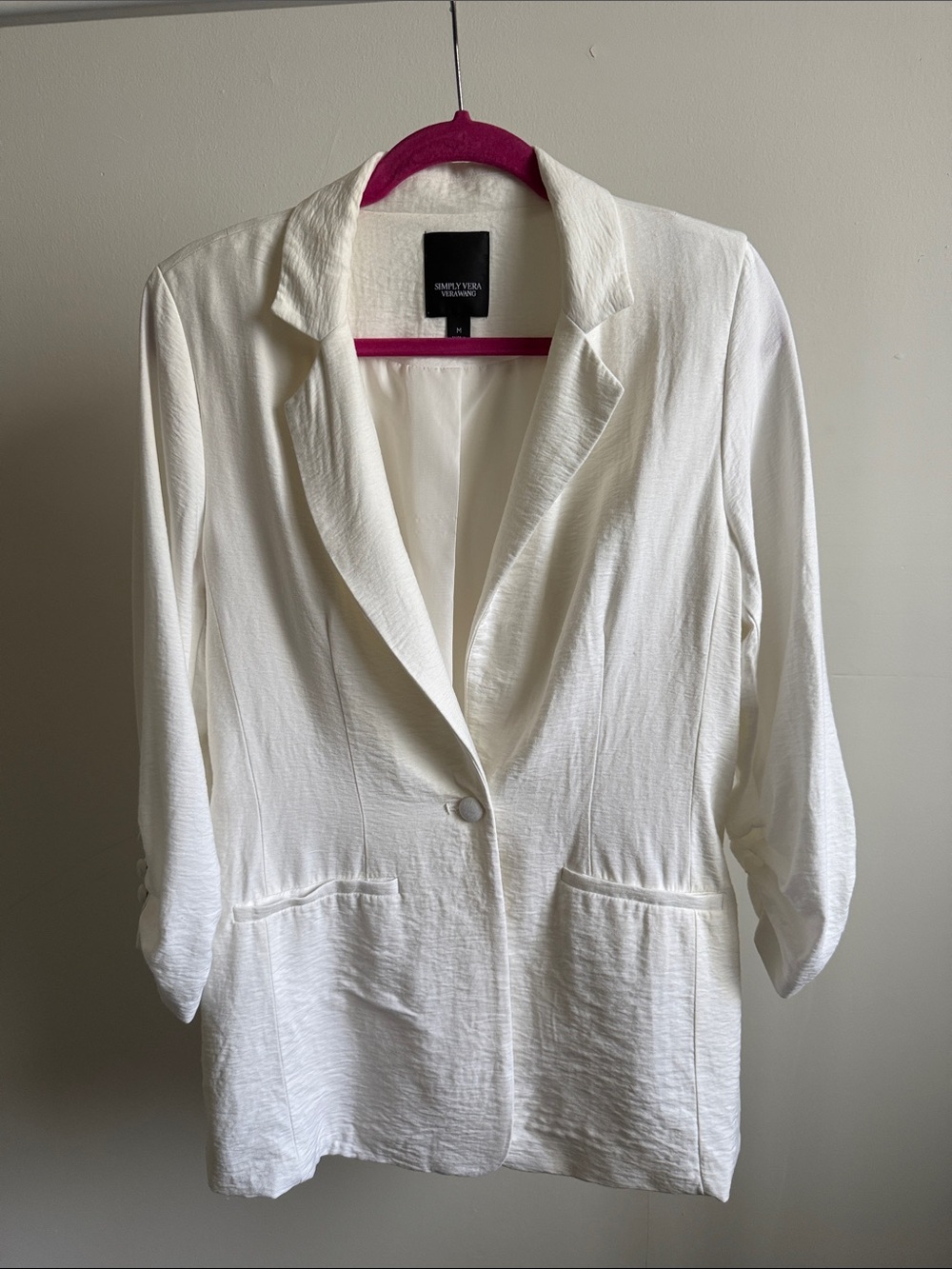 Simply Vera Vera Wang Off White Textured Single-Button Blazer